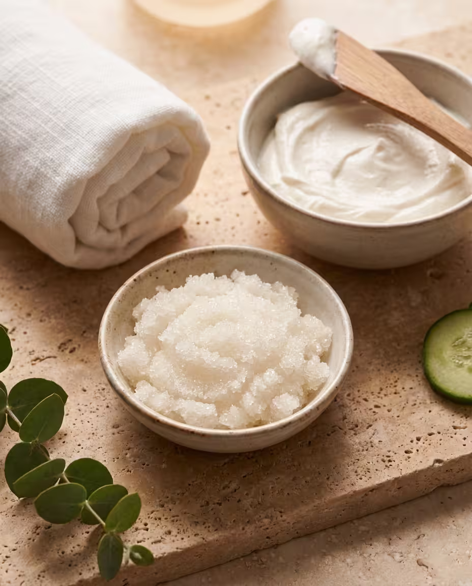 Spa Maniküre Behandlung mit Zuckerpeeling und Creme-Maske