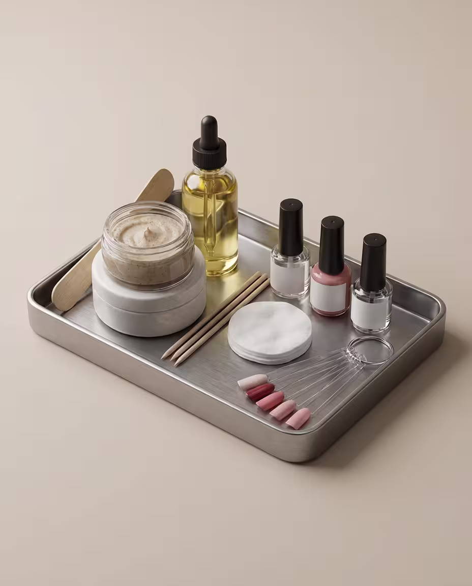 Nourishing spa set for feet and durable gel polish for hands