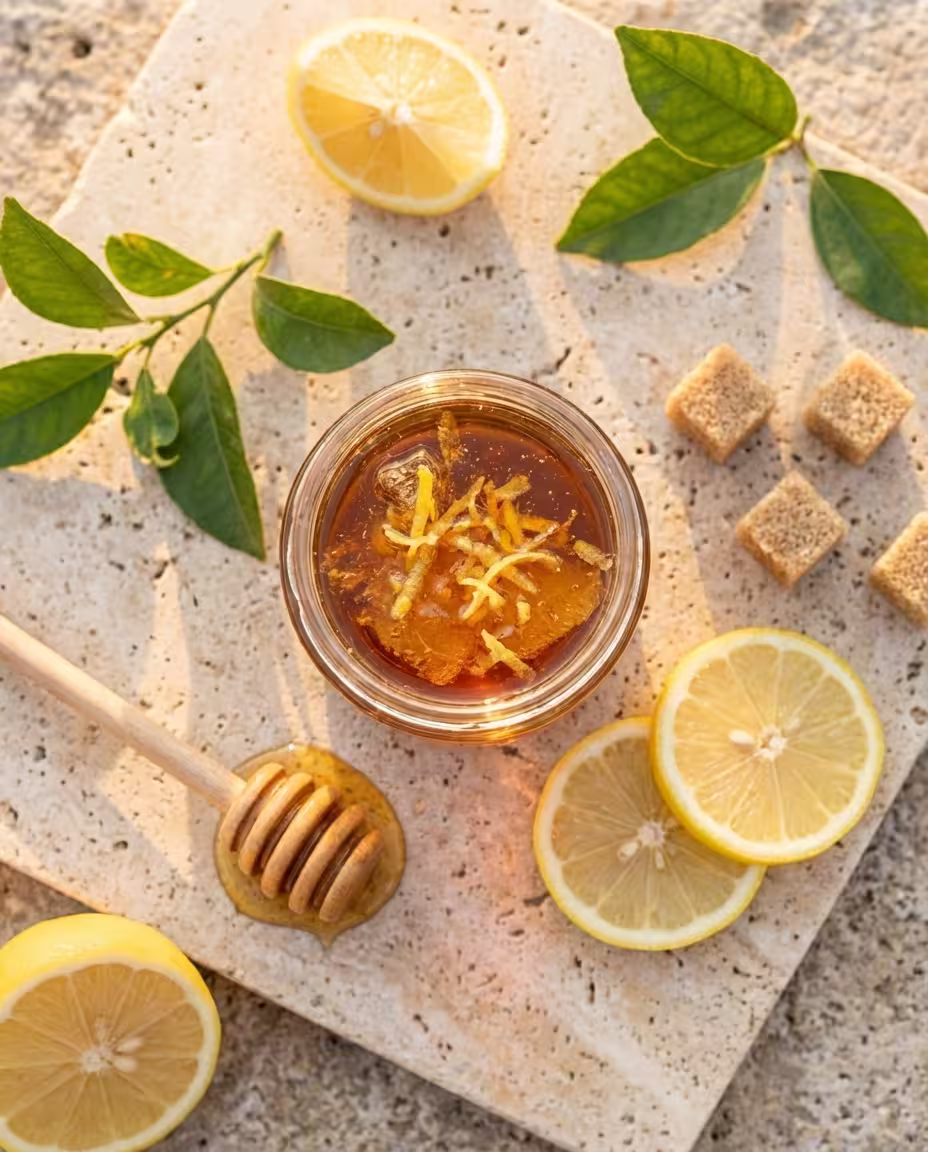 Sugaring Zuckerpaste im Glas mit Zitrone und braunem Zucker